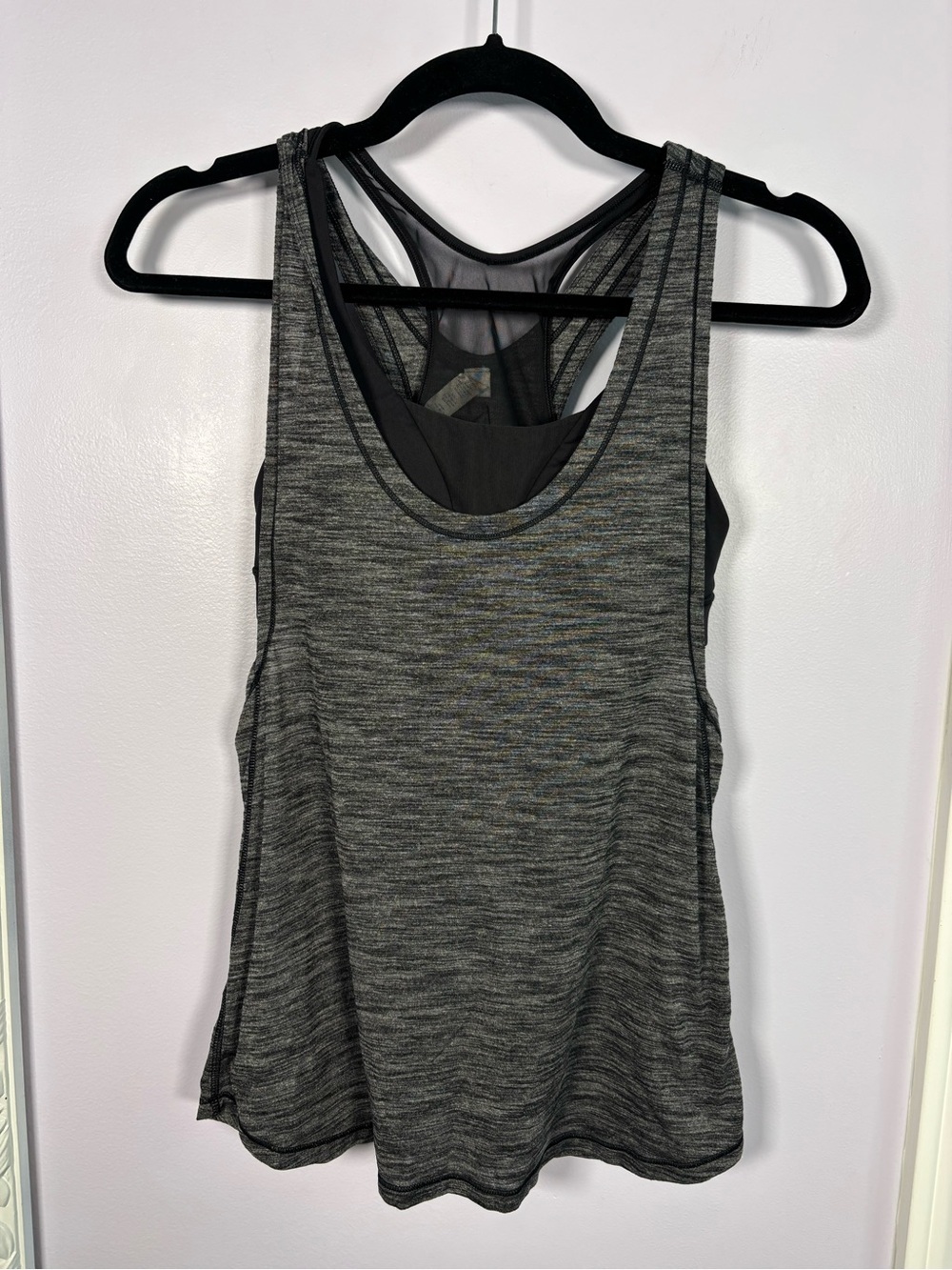 lululemon athletica Glide and Stride Heathered Black Racerback Tank 6
